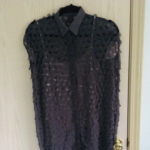 Japanese Fashion Gray Cutout Sheer Shirt Dress S/M